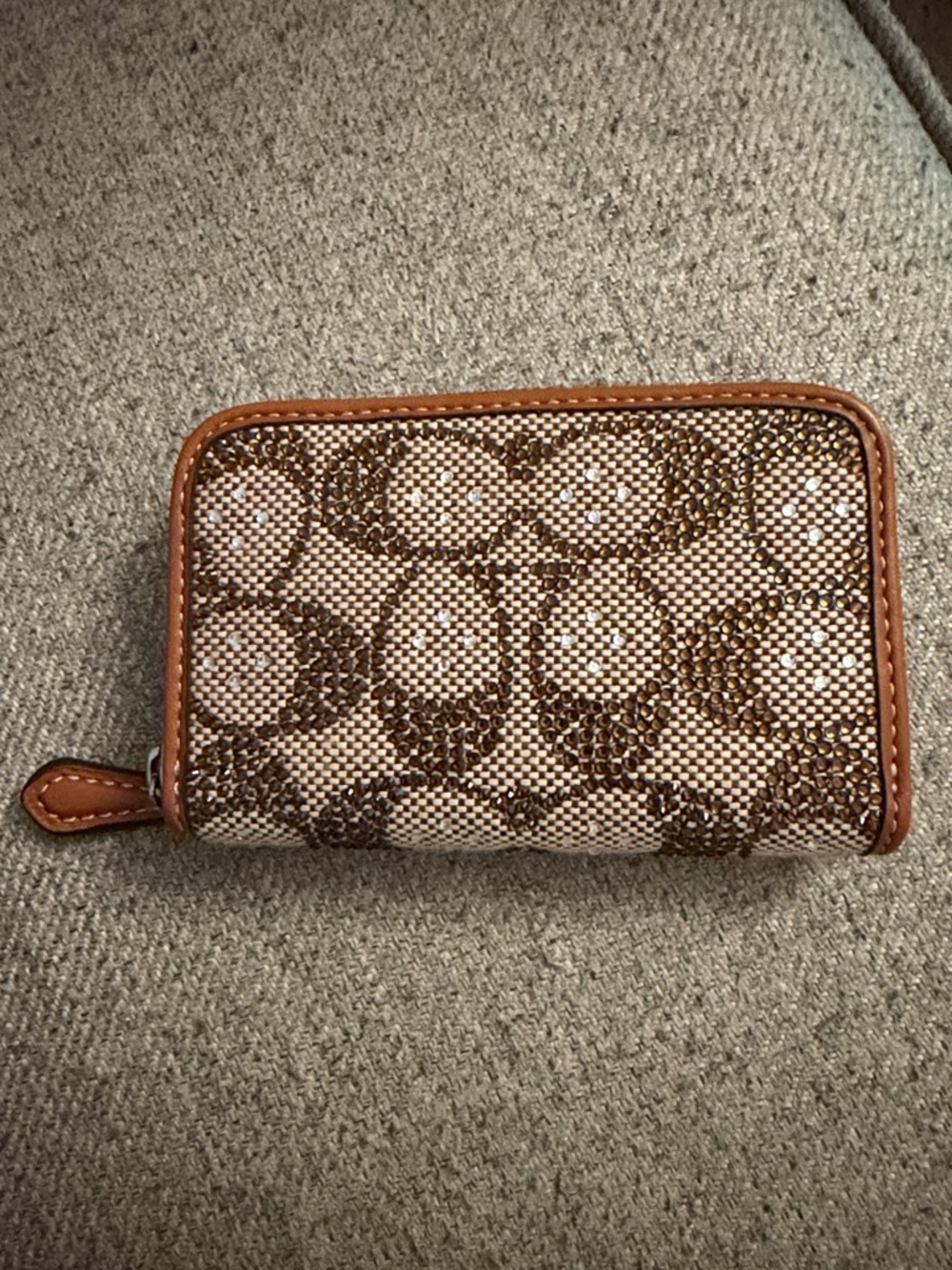 Coach Crystal signature jacquard/Burnished amber wallet